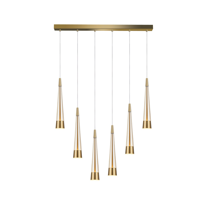 Luminaire pour îlot 6 lumières Sunnyvale, Laiton