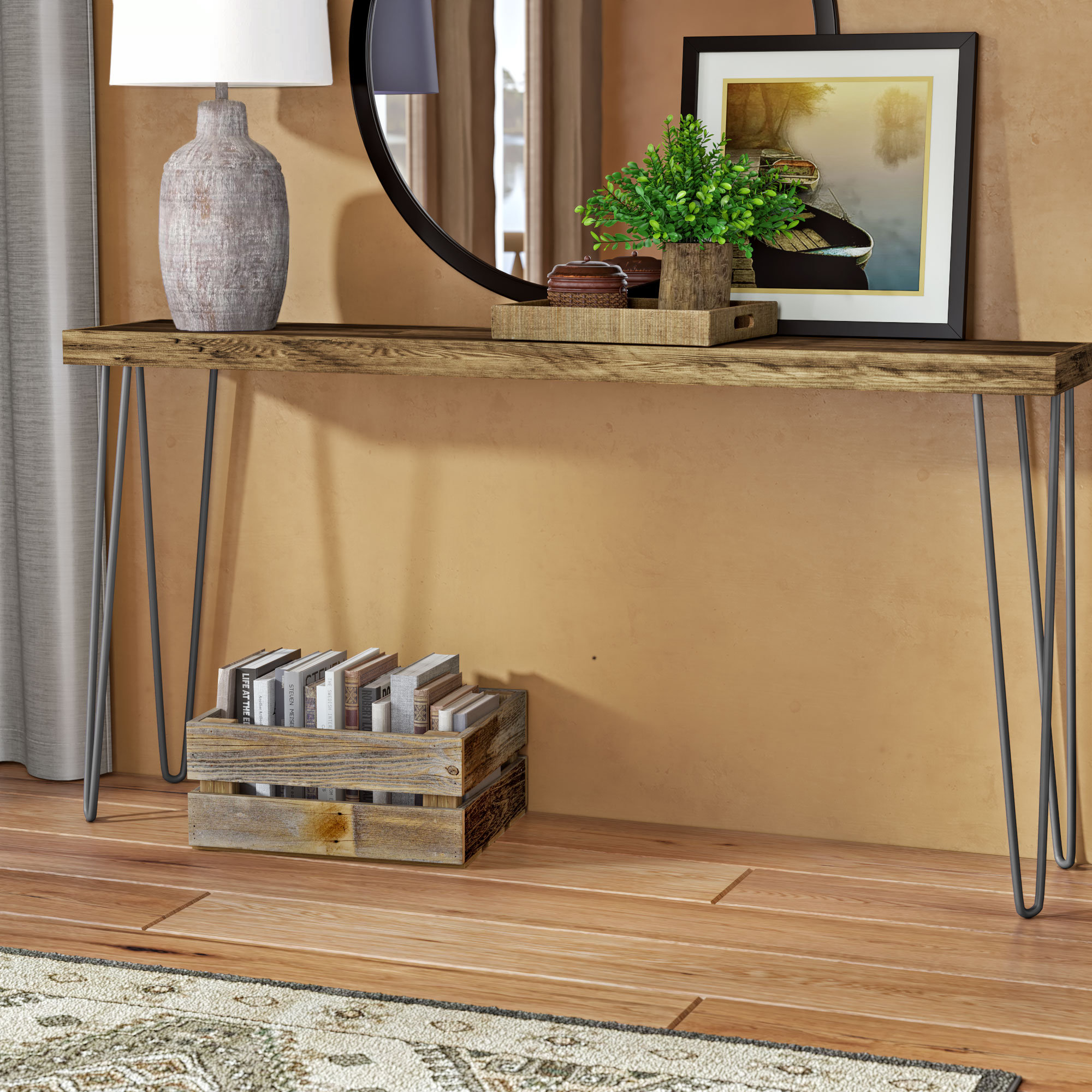 Union Rustic Anchoretta Solid Wood Top Console Table & Reviews ...