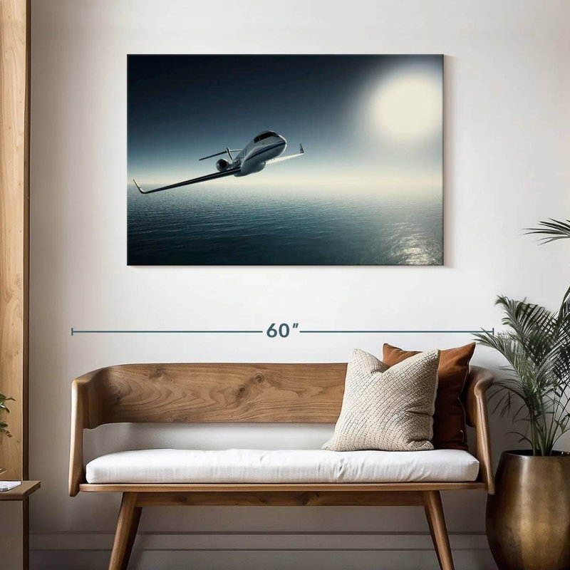 Jet privé sur toile, H 30 po x l 45 po x P 1,25 po