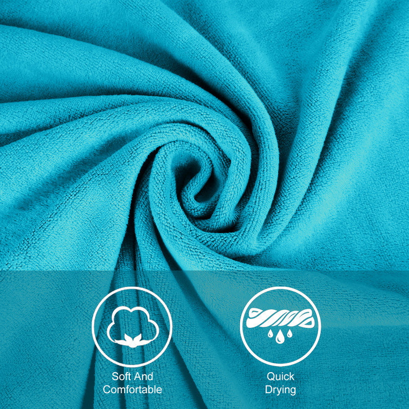 Microfiber Bath Towel Set for Bathroom,4 Pieces 30" x 60", Turquoise