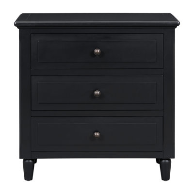 28''Nightstand With 3 Drawers And Smooth Gliding Rails ,Simple Bedside Cabinet With Metal Handle, Minimalist Sofa Side Table With Rubber Legs For Bedroom Sofa Couch Office