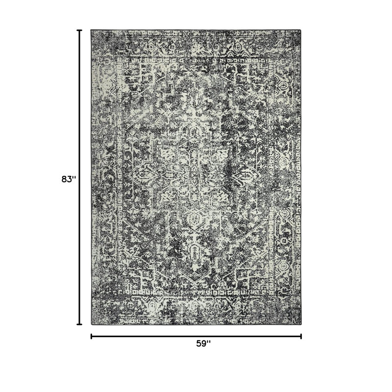 GST Persian-Inspired "Floating Dream" Area Rug – Plush Bohemian Accent with Non-Slip Backing, Rectangle 5' x 7'
