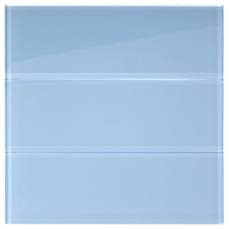 CNK Tile Sky Glass 4" x 12" Subway Tile - Carton of 11 Sheets (11 Sq Ft), Sky Blue - Carton of 11 Sheets (11 Sq Ft)