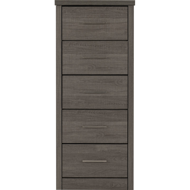 Kelton 5 Drawer 48Cm Tallboy, Black Wood Grain