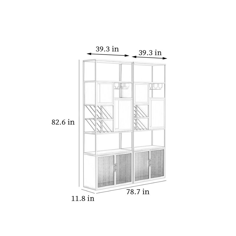 Support à vin en fer, H 82,6 po x l 78,7 po x P 11,8 po