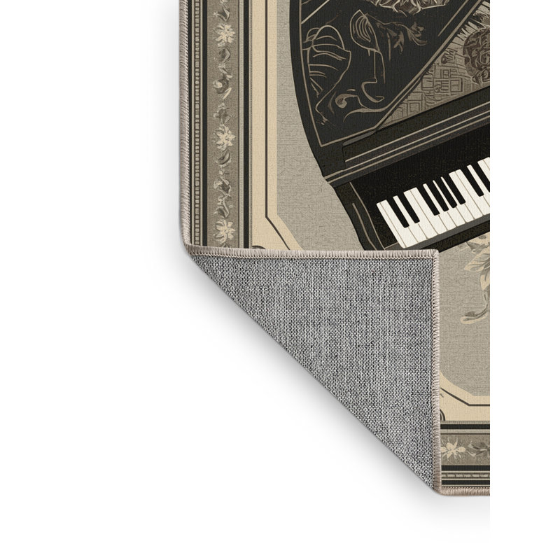 Tapis oriental beige classique lavable à la machine Osnas, 8 x 12