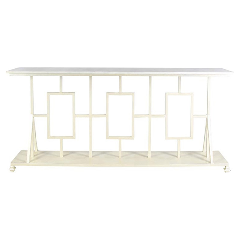 Console Plaza, H 40 po x l 84 po x P 16 po, Marbre de Carrare, Blanc huître