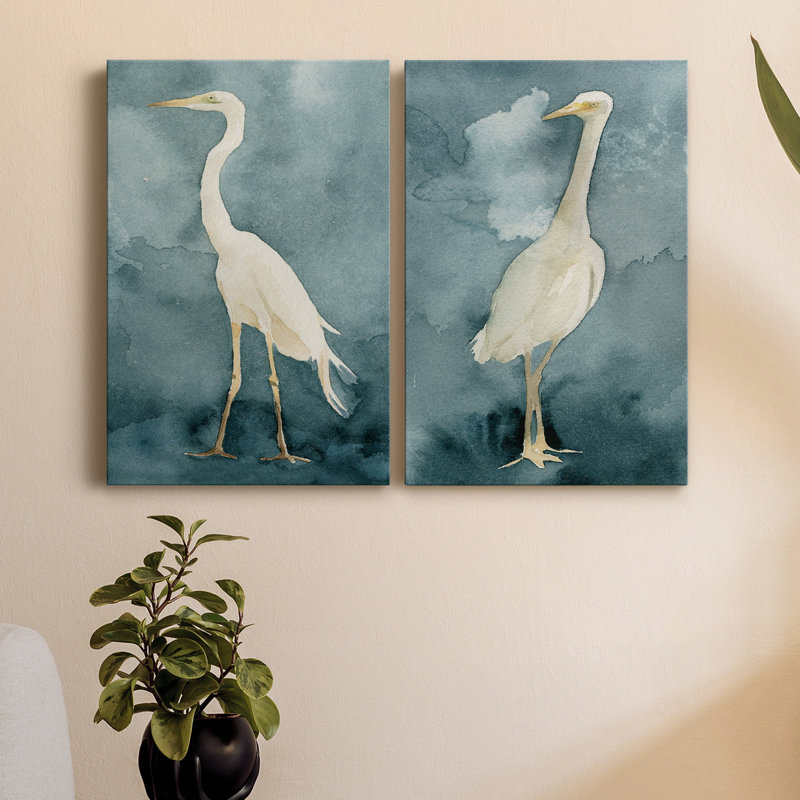 Simple Egret I - Toile tendue avec châssis de qualité supérieure, prête à être accrochée, H 48 po x l 32 po x P 1 po
