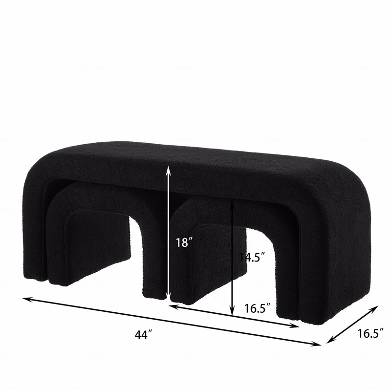 Ensemble de 3 repose-pieds rembourrés en forme de U, Noir