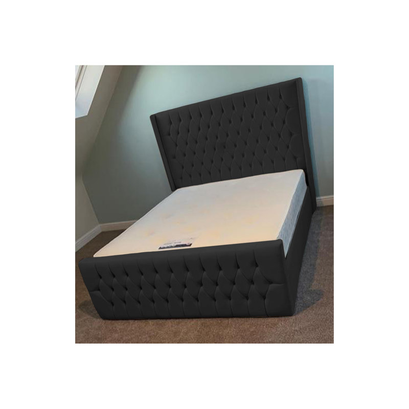 Dothan Upholstered Bed, Black, Single (3')
