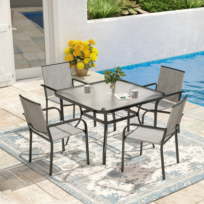 Ensemble repas pour 4 personnes avec table en verre trempé