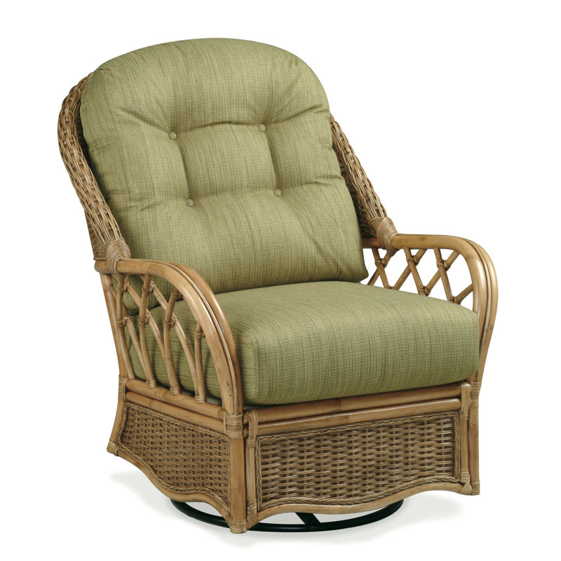 Everglade Upholstered Swivel Glider Armchair, Black, Eggshell Crypton Performance; 0884-93