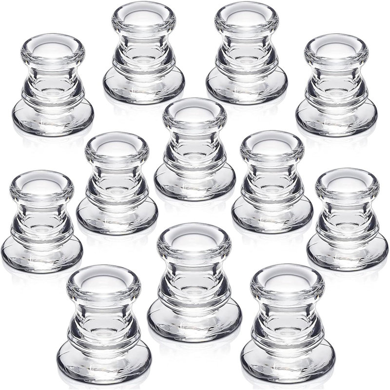Bougeoirs en forme de chandelier en vrac 12 pièces pour bougeoirs en verre épais, H 2,2 po x l 2,1 po x P 2,1 po, 12