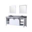 Meuble-lavabo double blanc 80 po L, surface en quartz gris, robinet inclus, miroir large avec