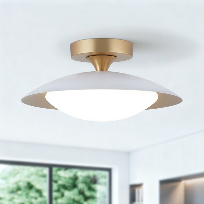 Plafonnier semi-encastré moderne à DEL de 30 cm (11,8 po) avec télécommande, 5 CCT, température de couleur de 2700 K à 6500 K, intensité variable, blanc, style moderne du milieu du siècle, idéal pour la cuisine, le corridor ou la buanderie.