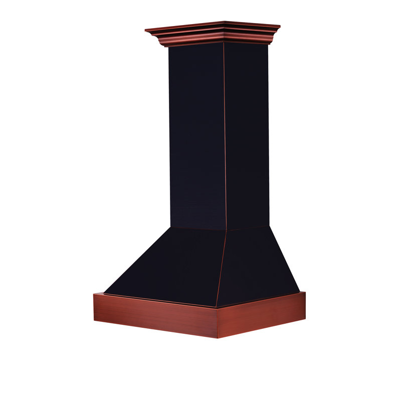 30" 400 CFM Ducted Wall Mount Range Hood, Hand-Hammered Copper, 30" W