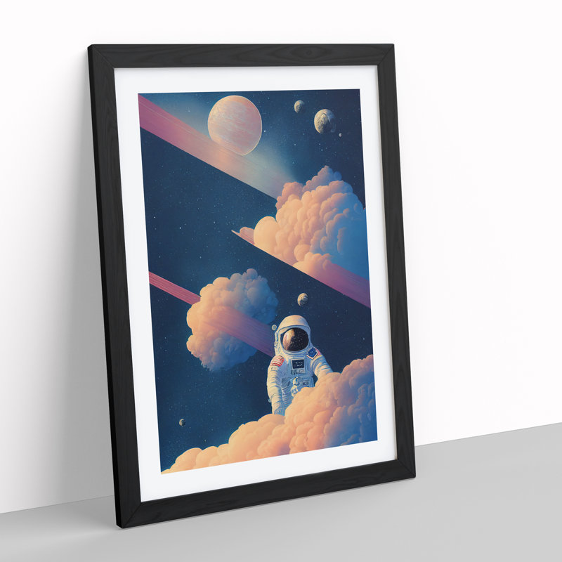 Astronaut in the Clouds 1 Piece Single Picture Frame Wall Art, 34cm H x 25cm W x 2cm D, Black Framed