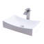 Lavabo de salle de bain vasque rectangulaire en céramique avec robinet-29562913