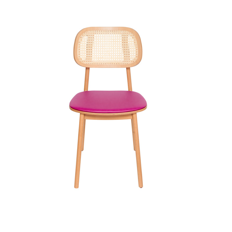 Emma Cane Back 17.75'' H Upholstered Beech Side Chair, Pink, Natural Wood