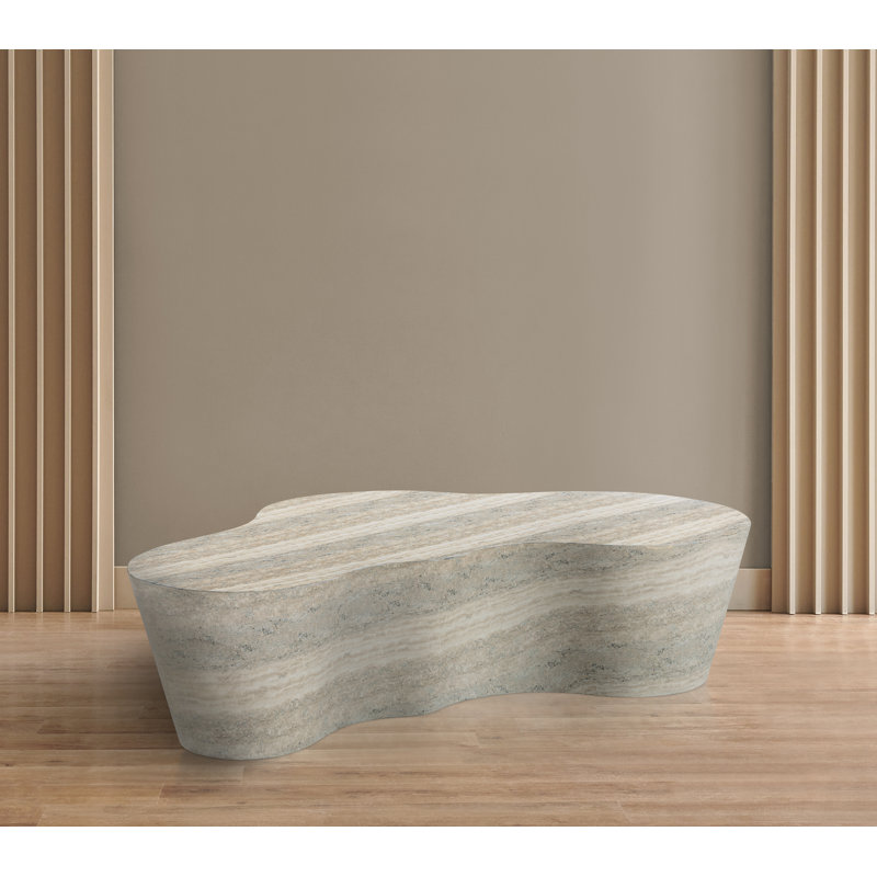 Table basse intérieure / extérieure en béton fini Monza, Travertin