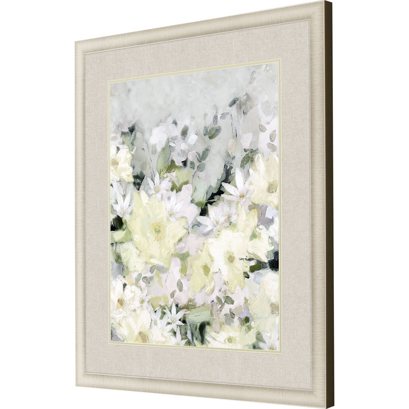 Champagne Gold Framed Floral Burst Print Wall Art