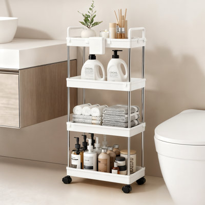 Chariot utilitaire roulant à 4 niveaux, organisateur de chariot à chariot mobile avec roulettes pour salle de bain