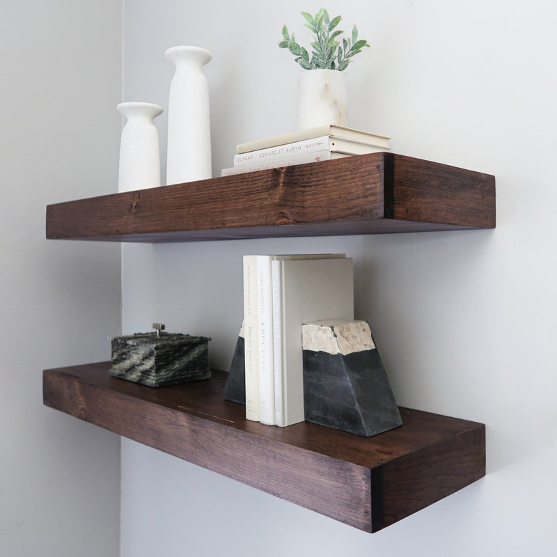 Arzhin Pippi Modern Floating Shelves 3 Inches Thick, Brown, 3" H x 60" W x 6" D