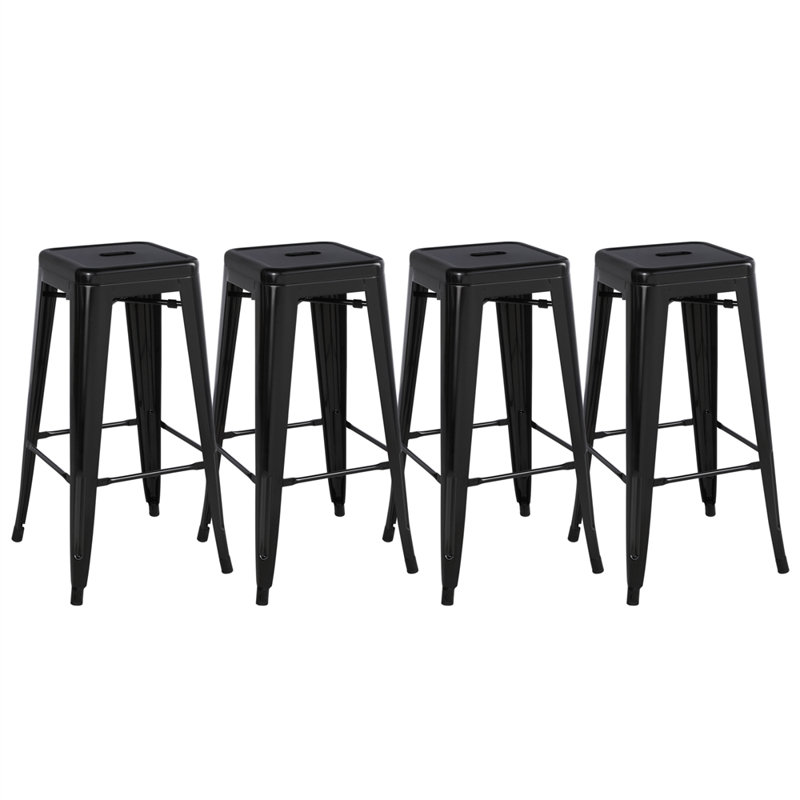 Winfred Counter Stool with Metal Frame, Black, Bar Stool (30” Seat Height)