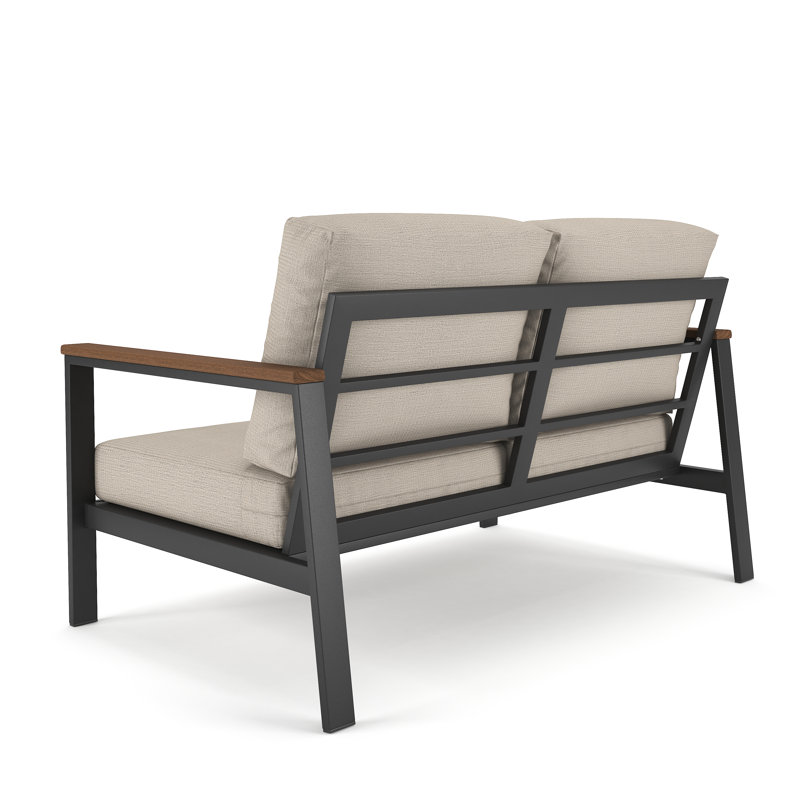 Townsend Loveseat with Sunbrella® Cushion, Cast Silver Sunbrella®, Brown