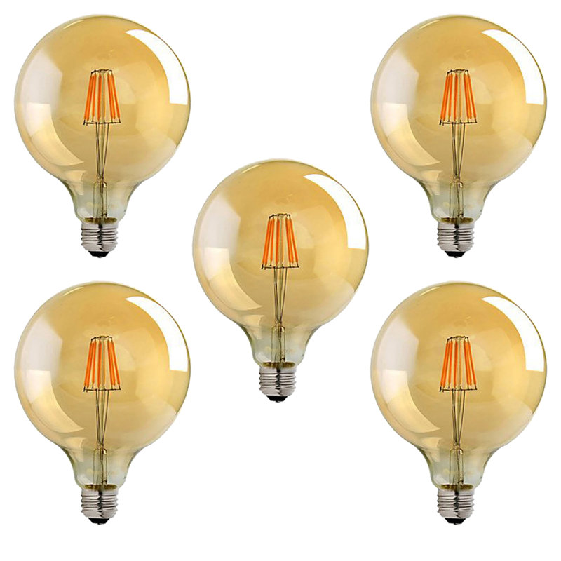 Globe 125 Dimmable LED E27 Screw Bulb 8W 5 Pack
