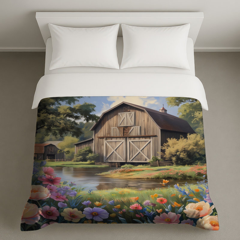 Housses de couette Rustic Barn Scene, Lit simple