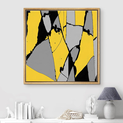 Yellow And Gray Stained Glass Effect Tiles Framed On Canvas Print -  wall26, FCV-L22-2109-A0811-M05-B.WD-16x16