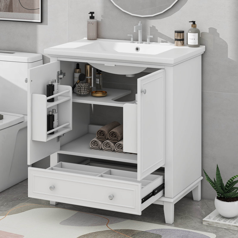 Ensemble de meuble-lavabo 30 po avec lavabo, portes et tiroir, Blanc