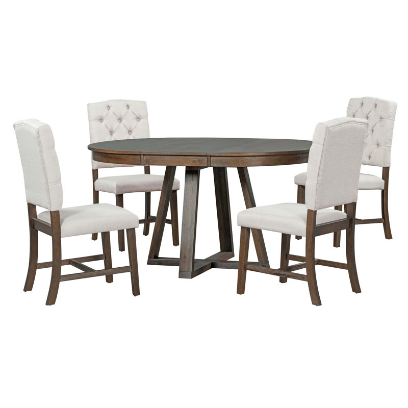 Abbra Round 58'' L Dining Set, Walnut