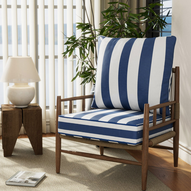 24" X 24" X 6" Outdoor Deep Seat Cushions Set - 2, 2, Blue Striped