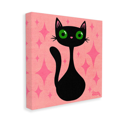 Chat avec des diamants roses, art mural par Carrie Cantwell