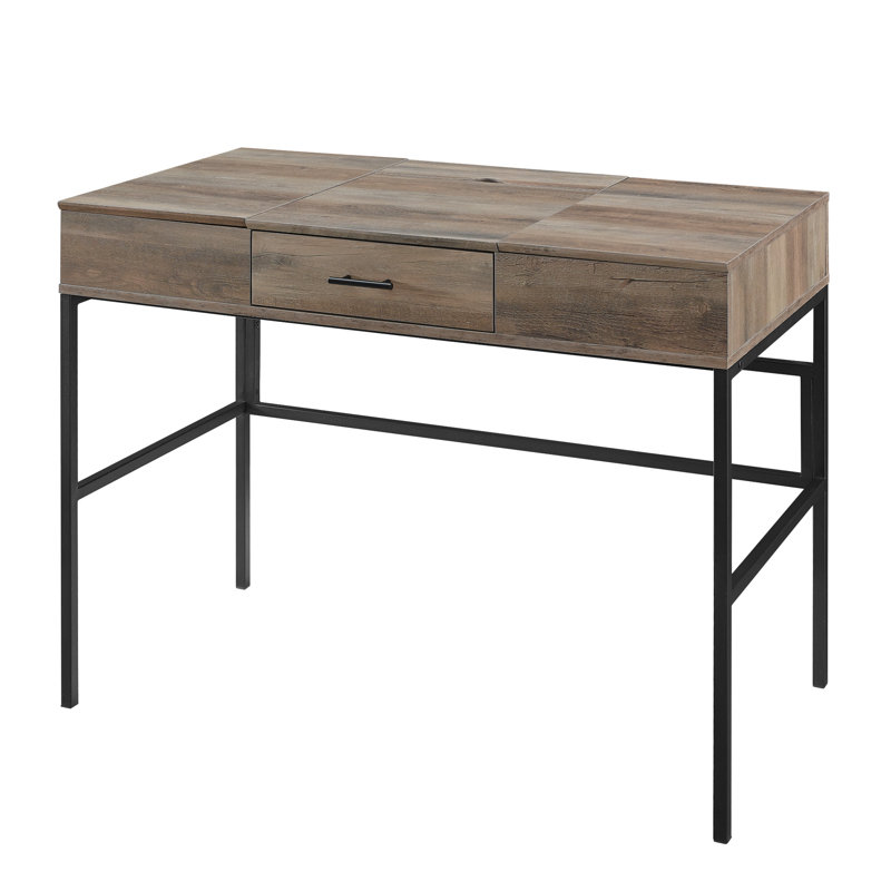 Heger Metal Base Writing Desk, Gray Wash