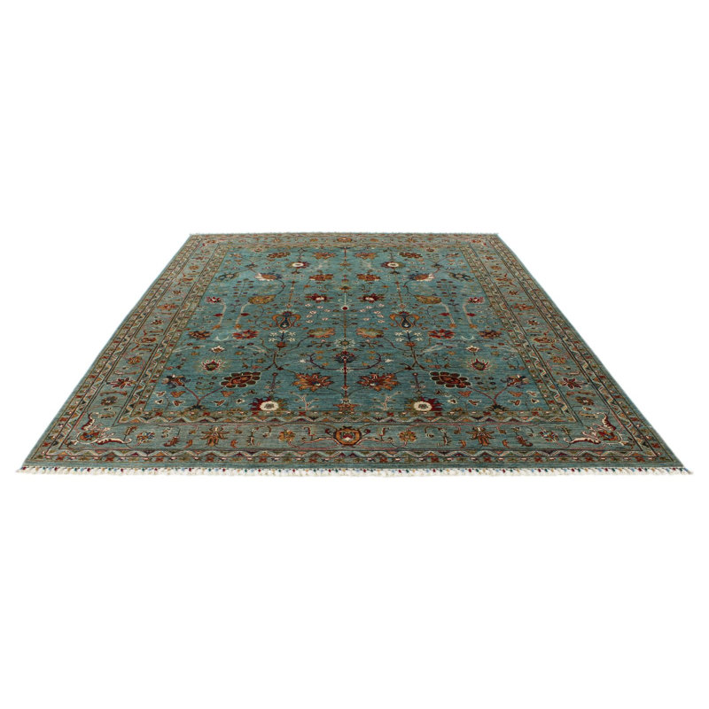 8x10 Light Blue and Multicolor Turkish Tribal Rug