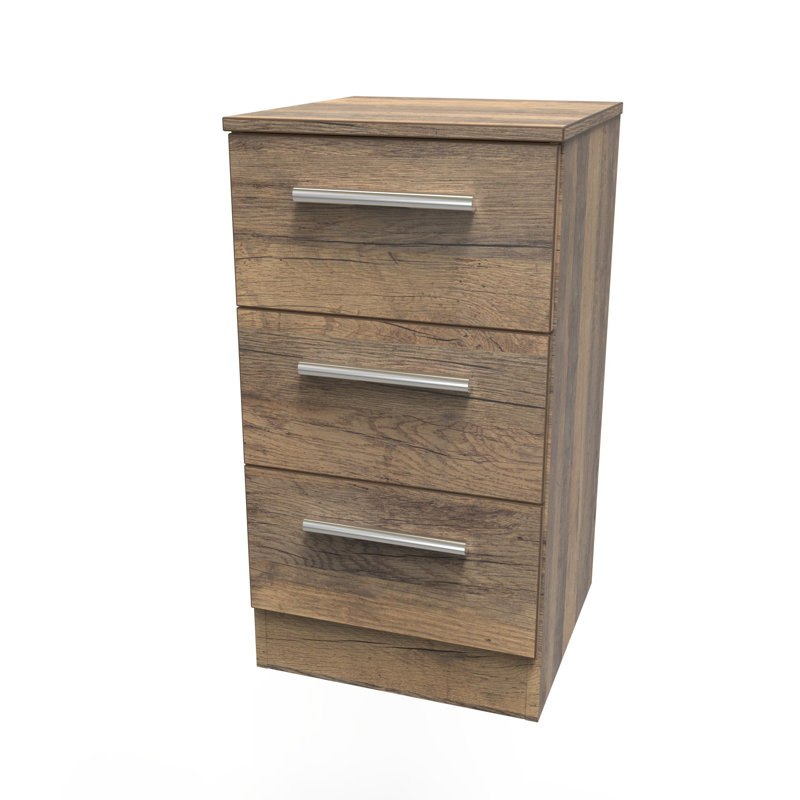 Bhaga 37cm W Manufactured Wood Bedside Table, Vintage Oak