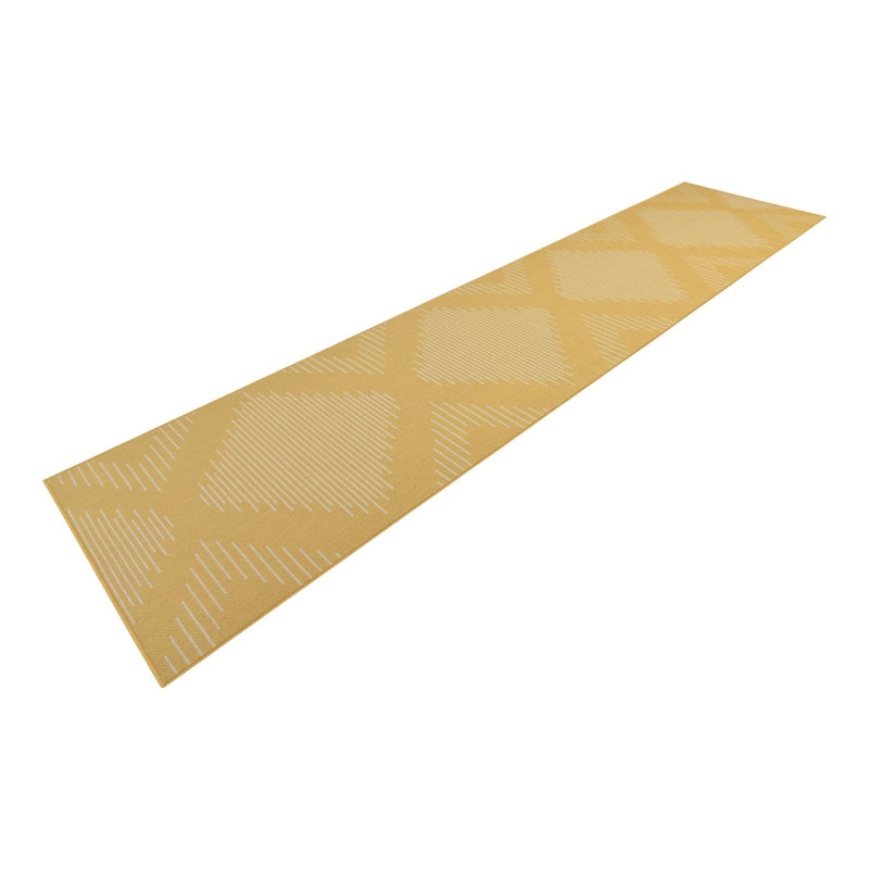 Tapis intérieur / extérieur en polypropylène tissé à la machine marocain en jaune / blanc