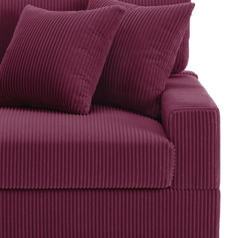 Chaise avec accoudoirs en velours côtelé Milbrey, Violet, Velours côtelé