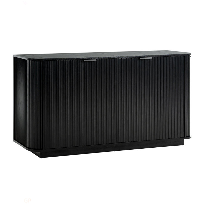 63"Wavy Storage Sideboard, Double-Door Buffet Cabinet With Adjustable Shelves, Suitable For Kitchen, Living Room, Hallway - Versatile Storage