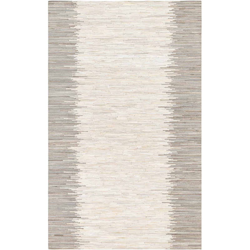 Leather Geometric Area Rug, Rectangle 5' x 8'