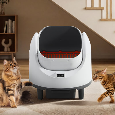 Bac à litière autonettoyant pour chats, bac à litière automatique à ouverture supérieure pour plusieurs chats, bac intelligent contrôlé par application, capteurs de sécurité, doublure amovible et lavable, blanc