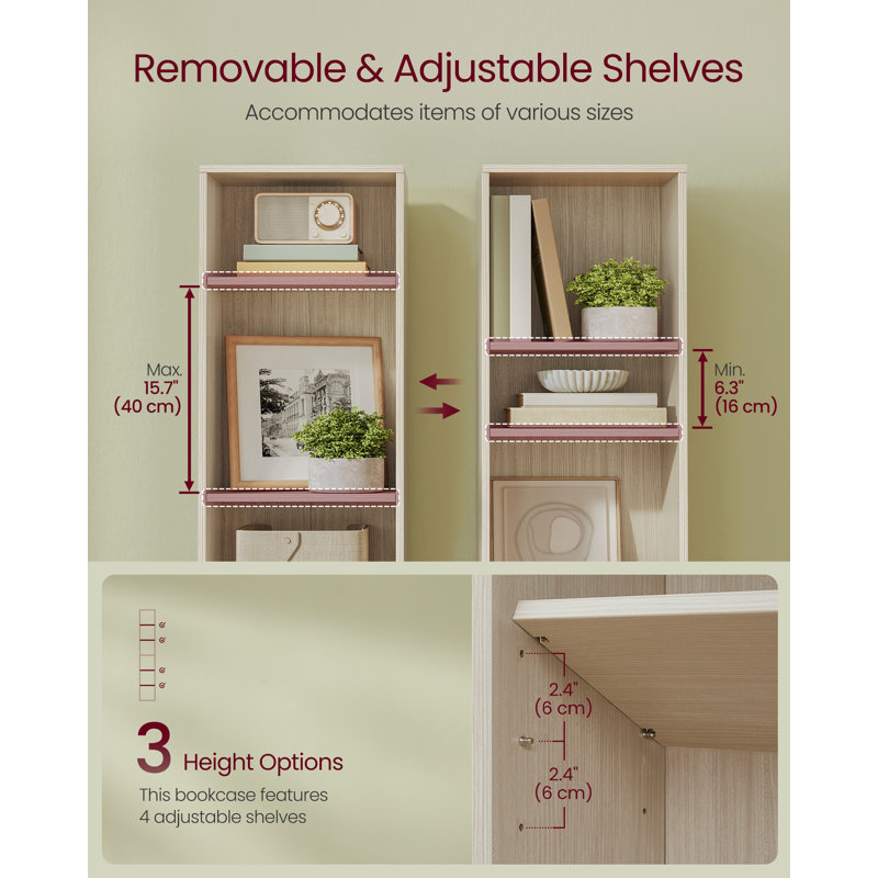 Pelak Bookcase, (6 Shelves) 178.5cm H x 40cm W x 24cm D, Natural Beige