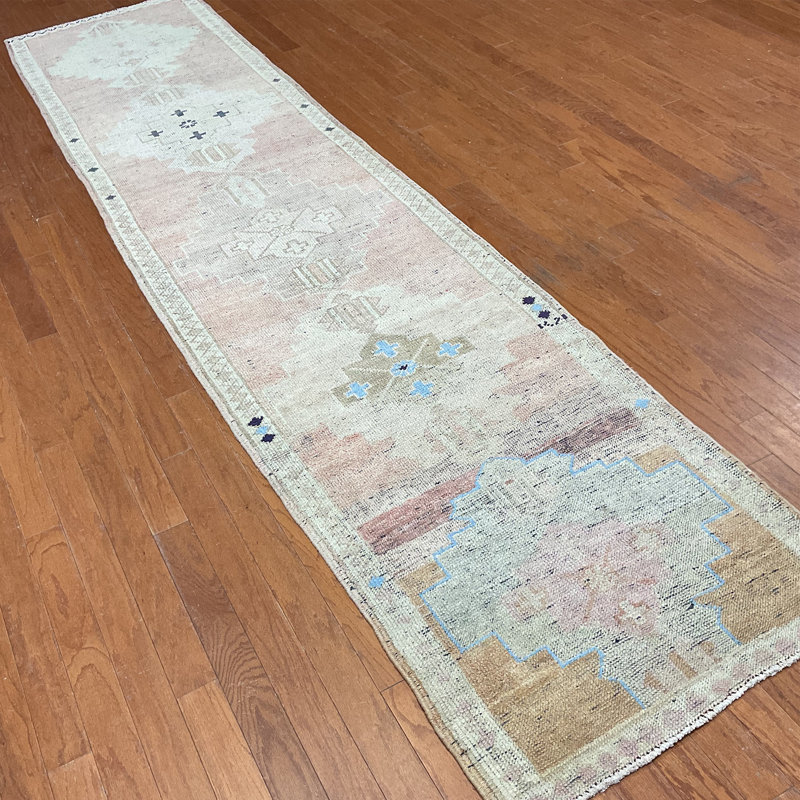  Handmade Turkish Oushak Wool Runner
