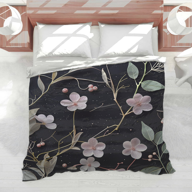 Édredon floral avec literie bohémienne, Très grand lit
