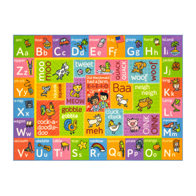 Alphabet Animals Educational Learning Game Play Non Slip Kids Rug Carpet Classroom Playroom Ma