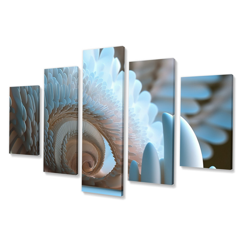 Wlotzka - Fractals, reproduction sur toile - 5 panneaux