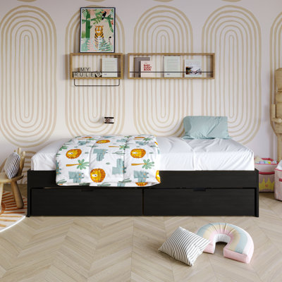 Lit matelot simple en bois avec rangement noir